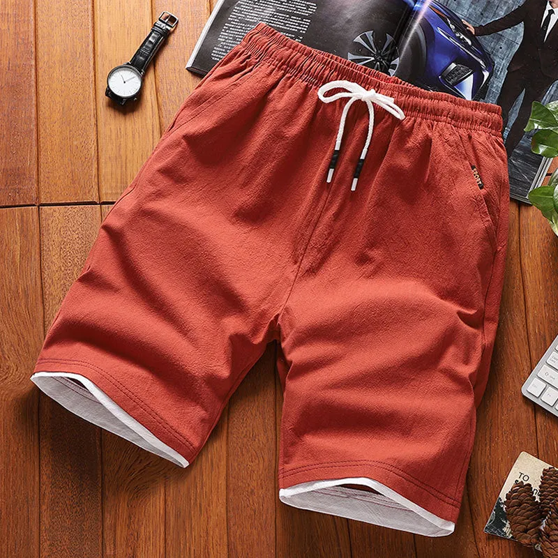 Shorts Men Summer Cotton Bermuda Loose Casual Trendy Solid Colored Straight Jeans Korean Beach Pants Bermuda Shorts