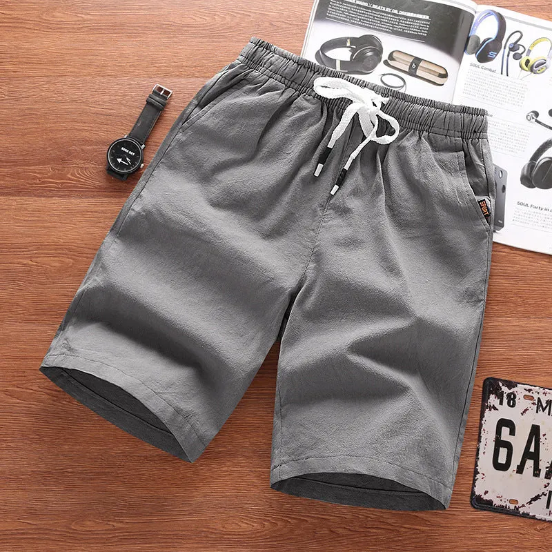 Shorts Men Summer Cotton Bermuda Loose Casual Trendy Solid Colored Straight Jeans Korean Beach Pants Bermuda Shorts