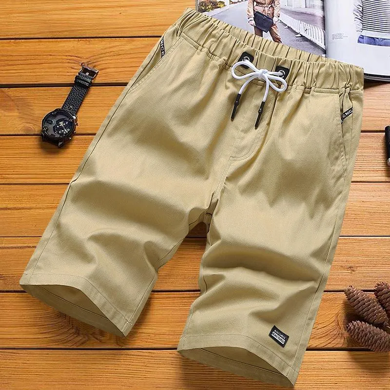 Shorts Men Summer Cotton Bermuda Loose Casual Trendy Solid Colored Straight Jeans Korean Beach Pants Bermuda Shorts