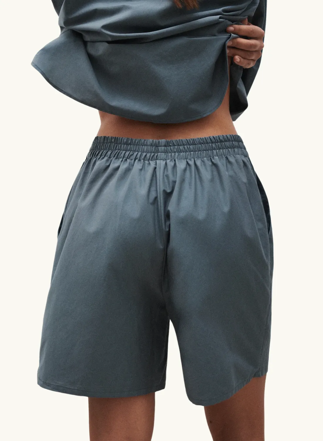 Silk Laundry Cotton Silk Boxer Shorts in SLATE