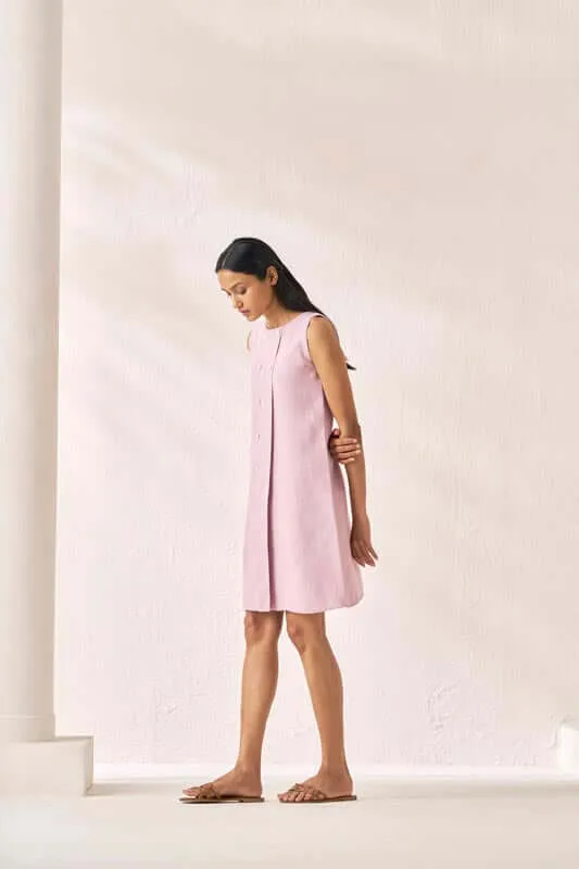 Sleeveless Box Pleat Dress Cameo Pink