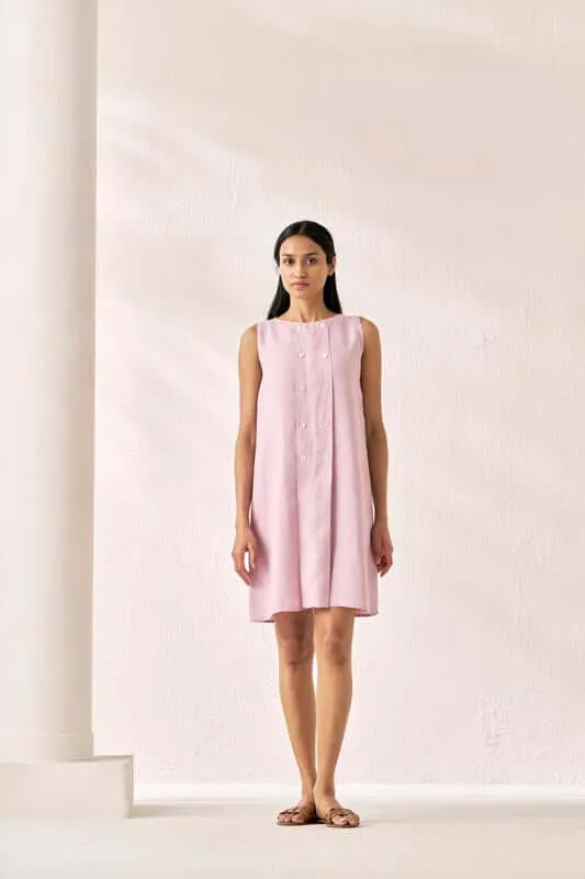 Sleeveless Box Pleat Dress Cameo Pink