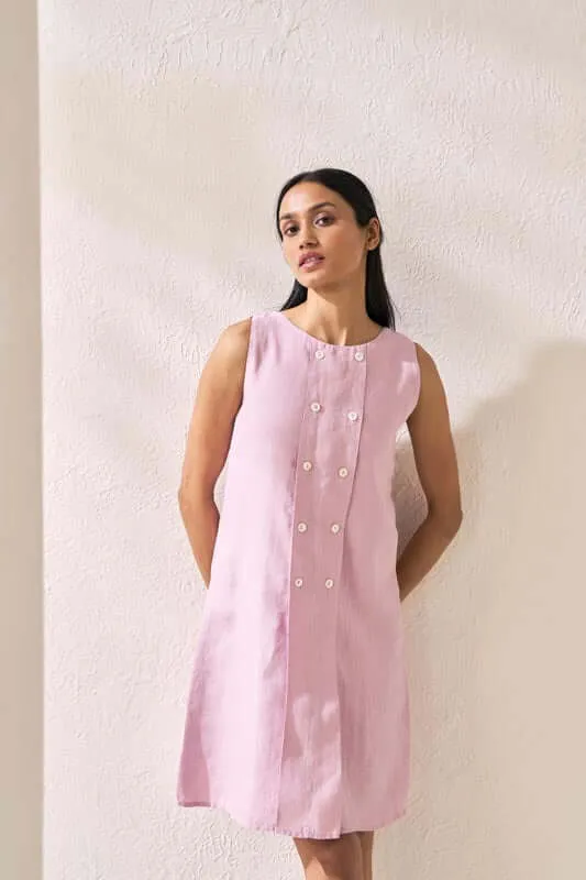 Sleeveless Box Pleat Dress Cameo Pink