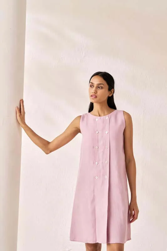 Sleeveless Box Pleat Dress Cameo Pink