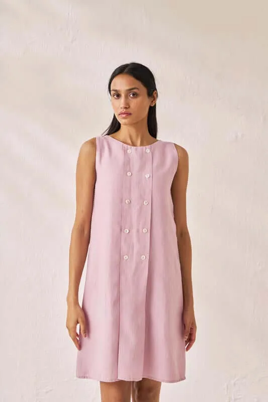 Sleeveless Box Pleat Dress Cameo Pink