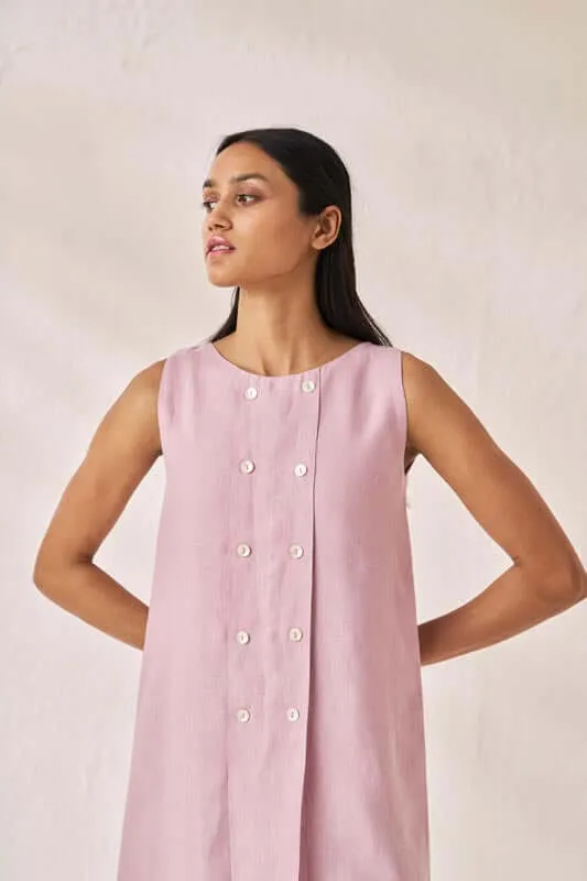 Sleeveless Box Pleat Dress Cameo Pink