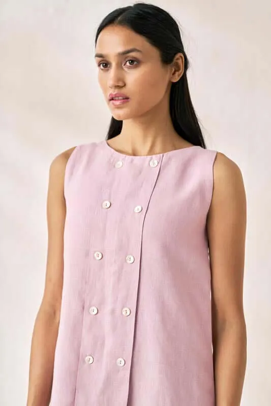 Sleeveless Box Pleat Dress Cameo Pink