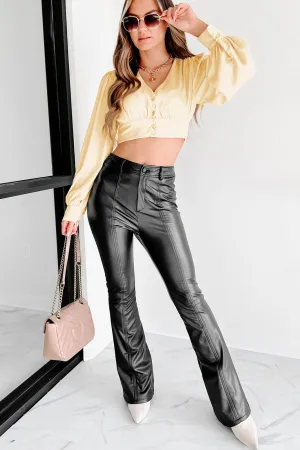 Staying Trendy Faux Leather Flare Pants (Black)