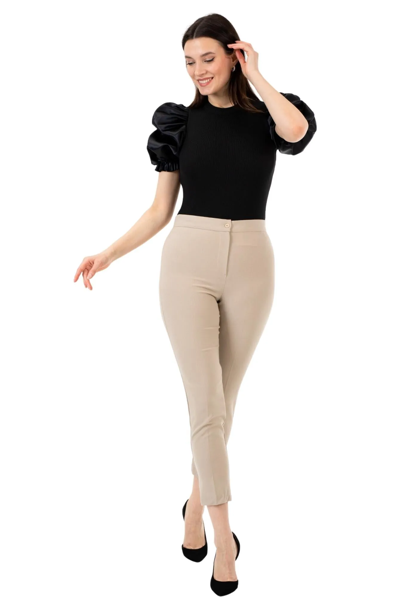 Stone High Waist Slim Fit Stretchy Skinny Work Pants