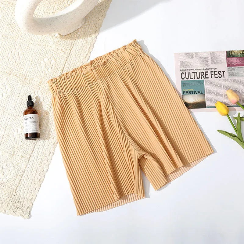 Summer Fold Trendy High Waist Loose Mid-Length Wide Leg Pants Outdoor Slim Look Casual Shorts Women Bermuda Shorts