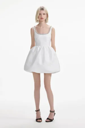 Taffeta Diamante Mini Dress - White