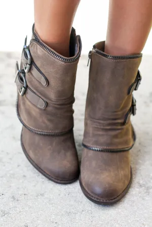 Vaca Taupe Booties