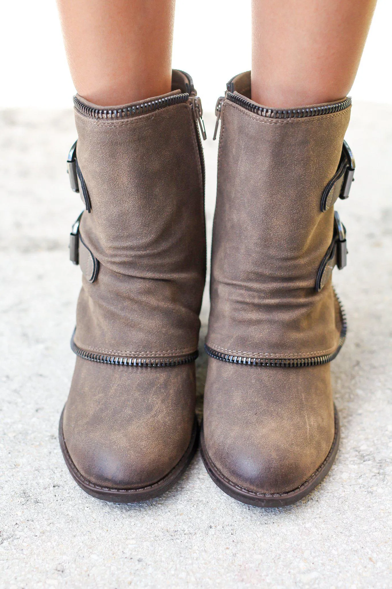 Vaca Taupe Booties