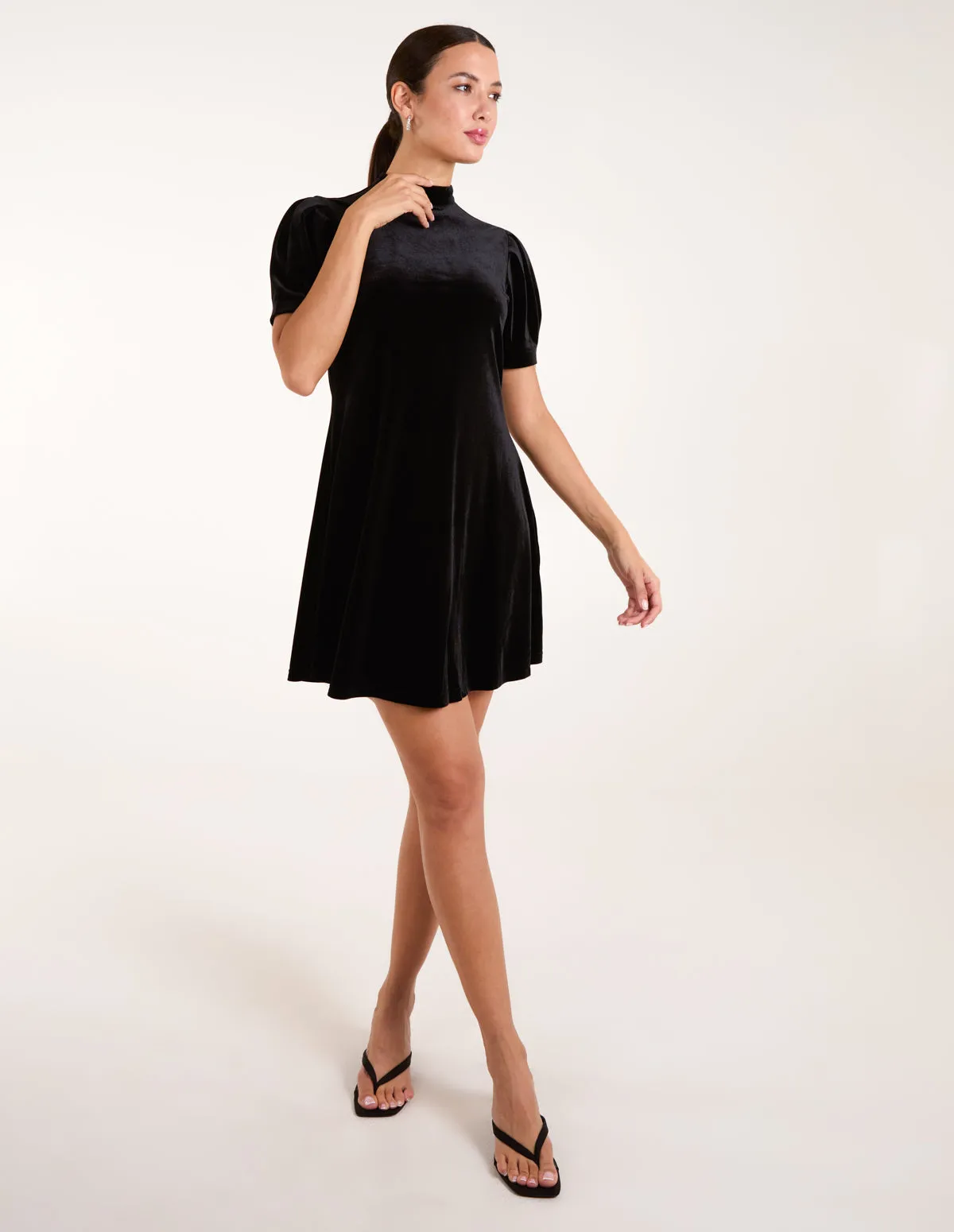 Velvet Puff Sleeve Dress