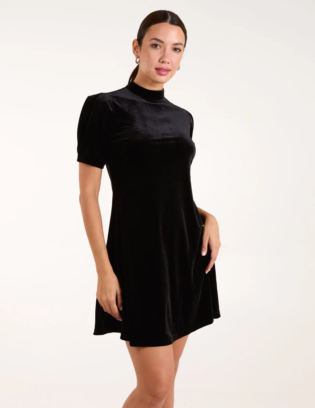 Velvet Puff Sleeve Dress