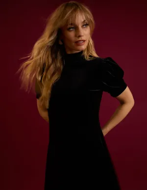 Velvet Puff Sleeve Dress
