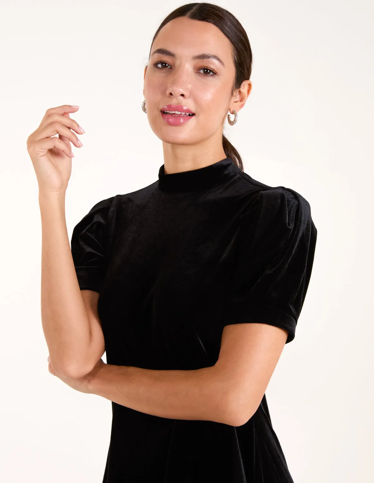 Velvet Puff Sleeve Dress