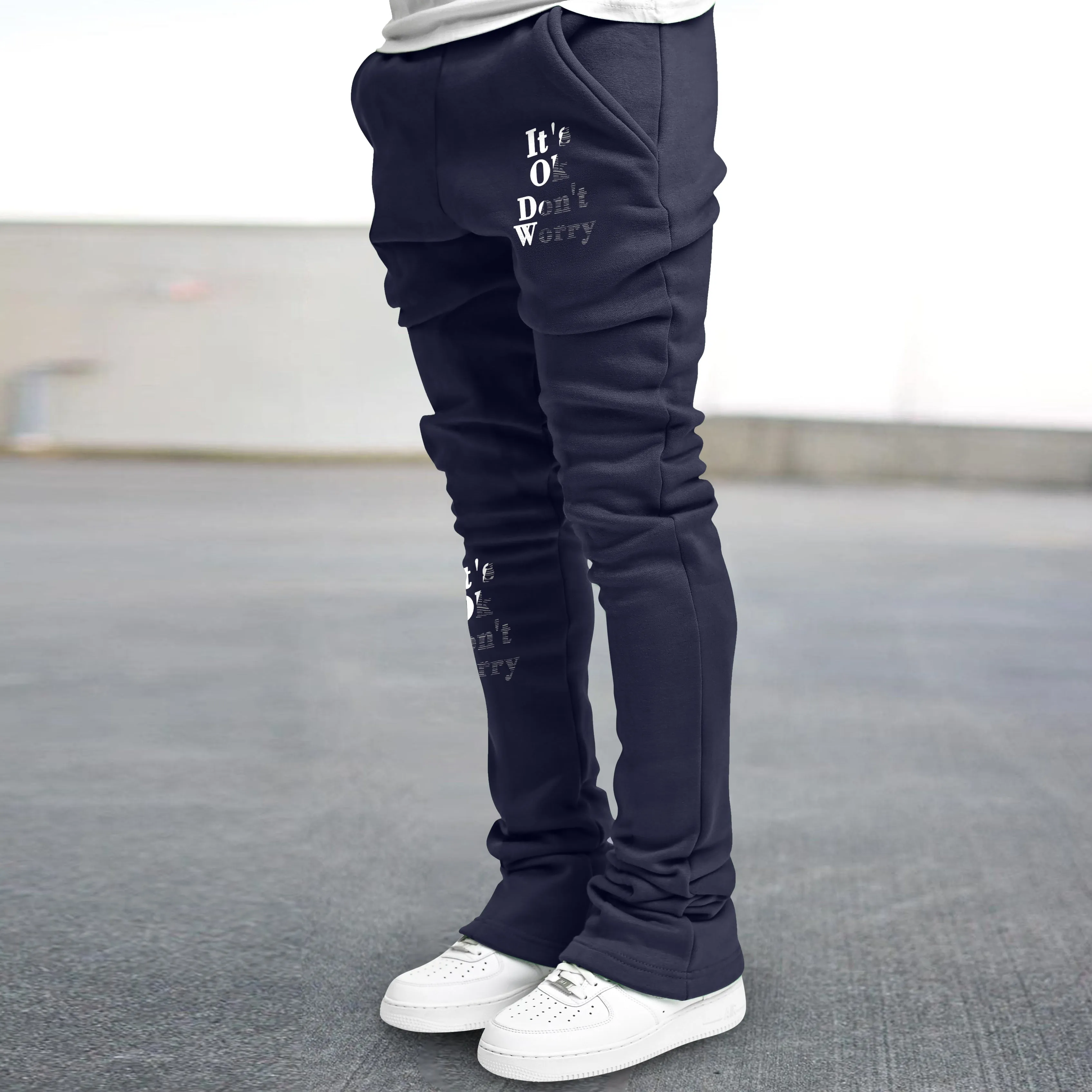 Vintage Letter Print Trendy Straight Trousers