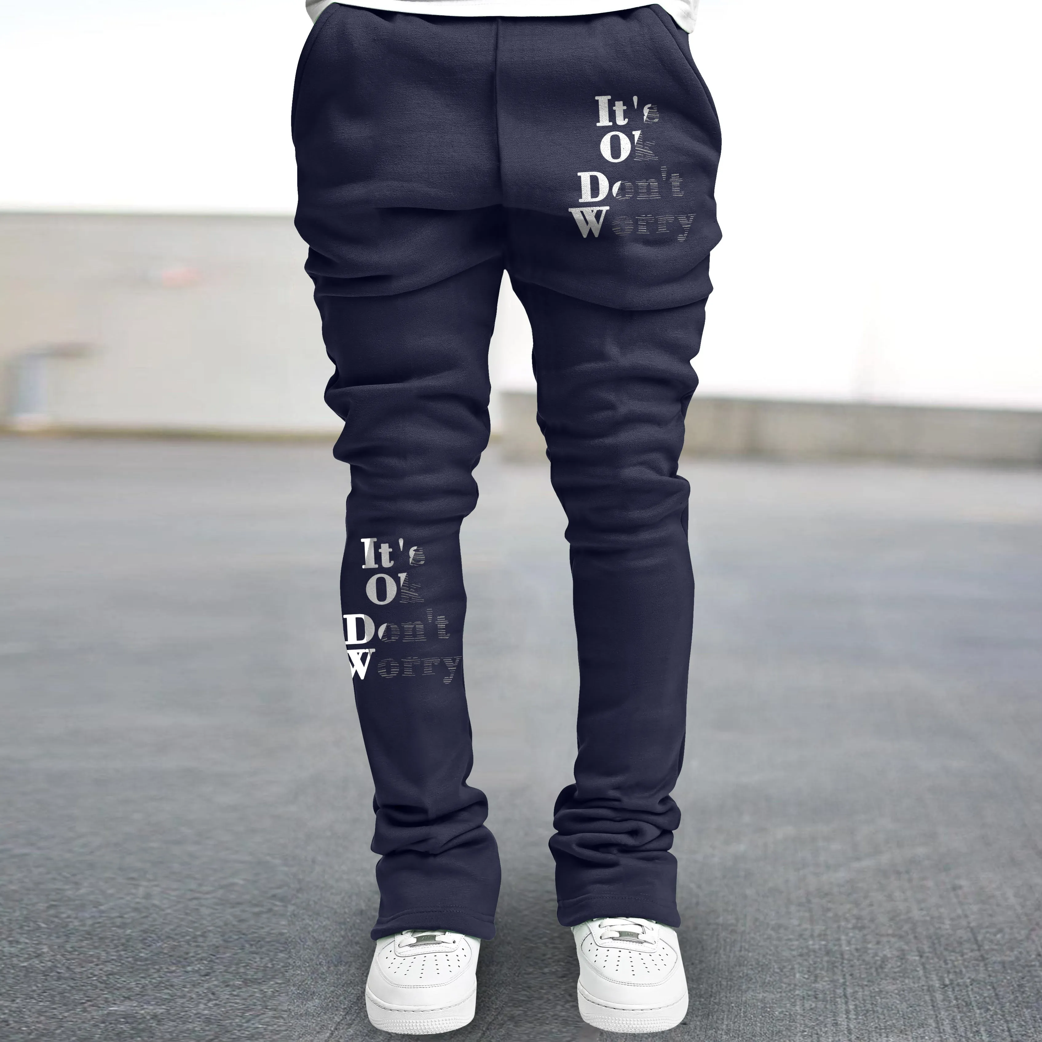 Vintage Letter Print Trendy Straight Trousers