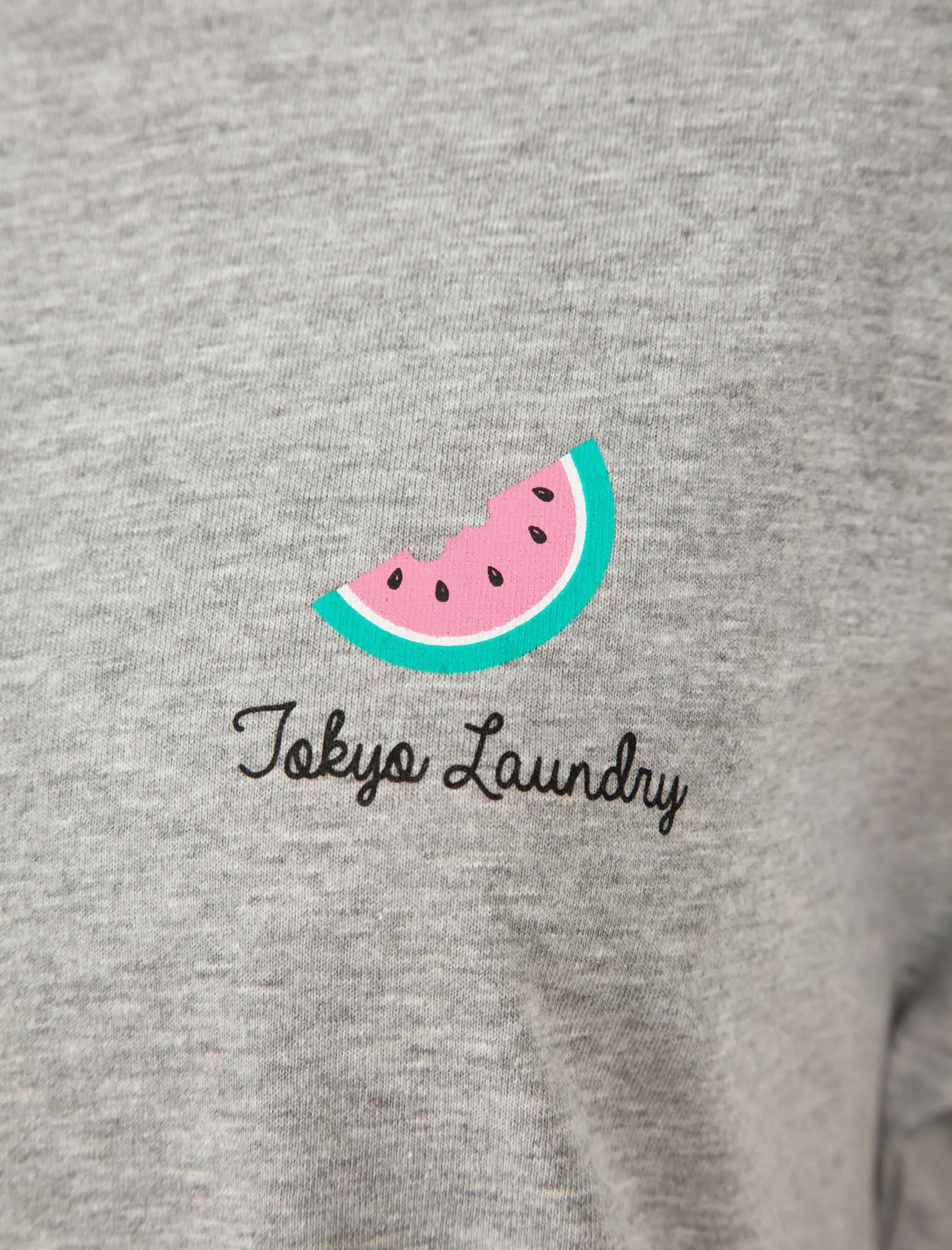Watermelon Print 2 Pcs Shortie Lounge Set in Light Grey Marl - Tokyo Laundry