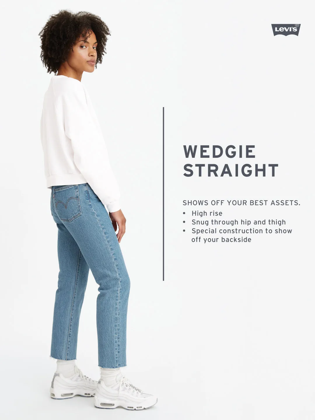 Women's High Rise Wedgie Straight Fit Light Blue Jeans
