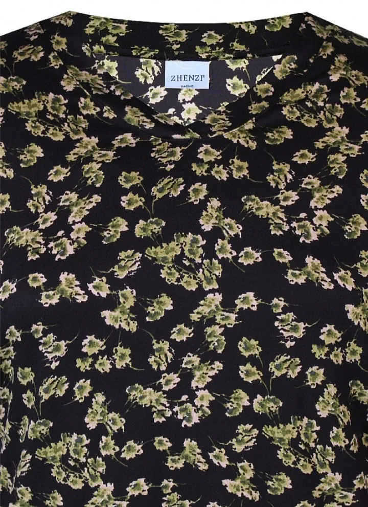 Zhenzi abstract leaf  pattern print tops